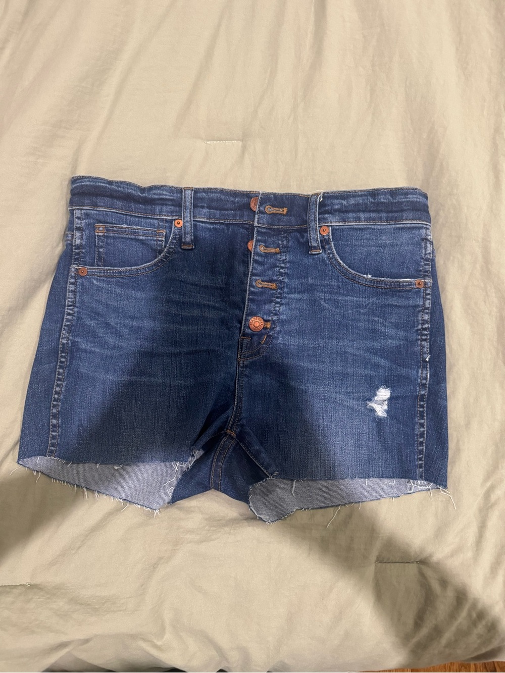 Madewell Dark Blue Button-Front Denim Shorts